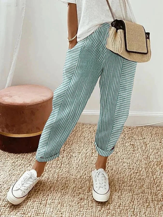 Natasha - Pantalon rayé en coton pour femme