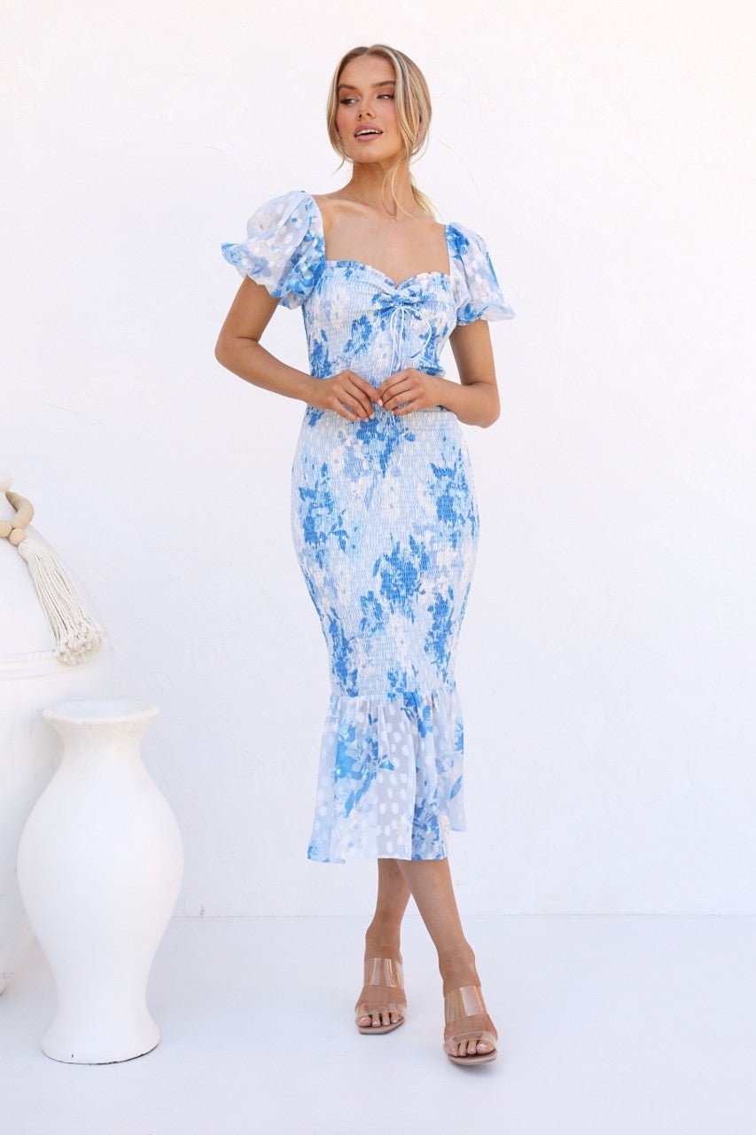 Léonie | Robe Midi avec Motifs Floraux Élégants pour Femmes