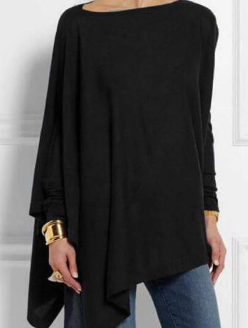 Lunaire | Poncho avec Couleur Asymétrique et Mélange de Cachemire pour Femmes