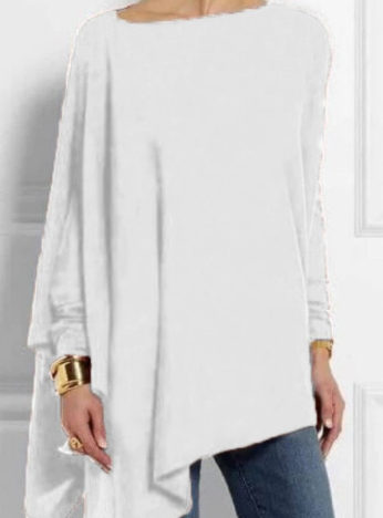 Lunaire | Poncho avec Couleur Asymétrique et Mélange de Cachemire pour Femmes