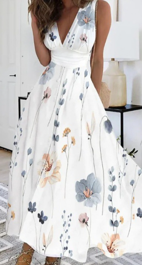 Chloe - Mini robe sans manches à imprimé végétal frais