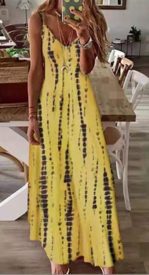 Émilie - Dye Robe spaghetti rayée