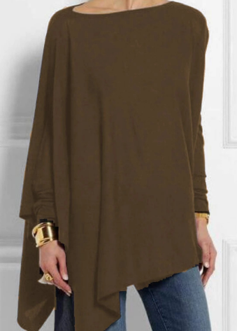 Lunaire | Poncho avec Couleur Asymétrique et Mélange de Cachemire pour Femmes