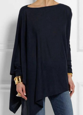 Lunaire | Poncho avec Couleur Asymétrique et Mélange de Cachemire pour Femmes