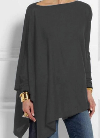 Lunaire | Poncho avec Couleur Asymétrique et Mélange de Cachemire pour Femmes