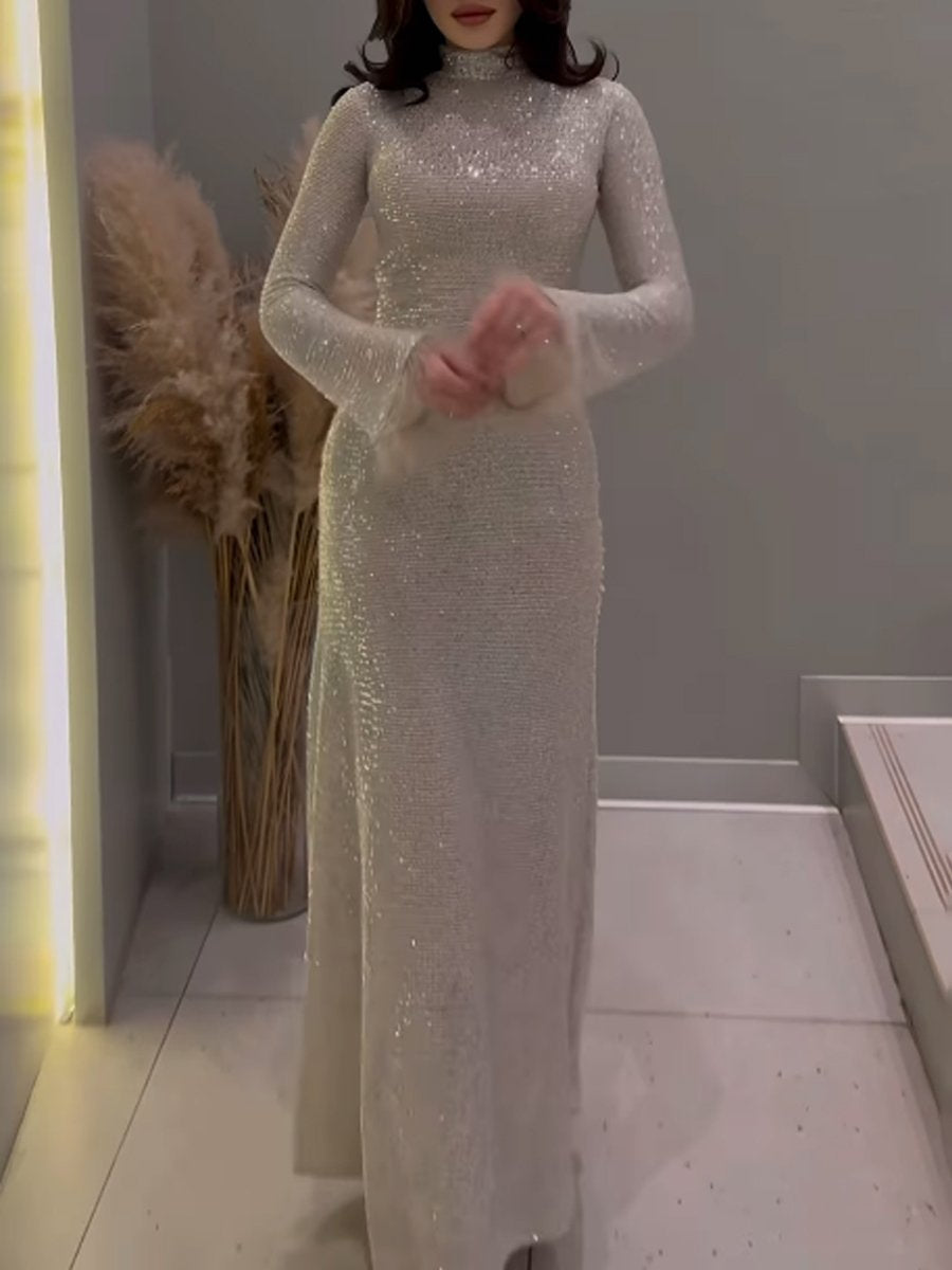 Aurélie | Robe à Paillettes avec Détails Élégants et Plumes pour Femmes