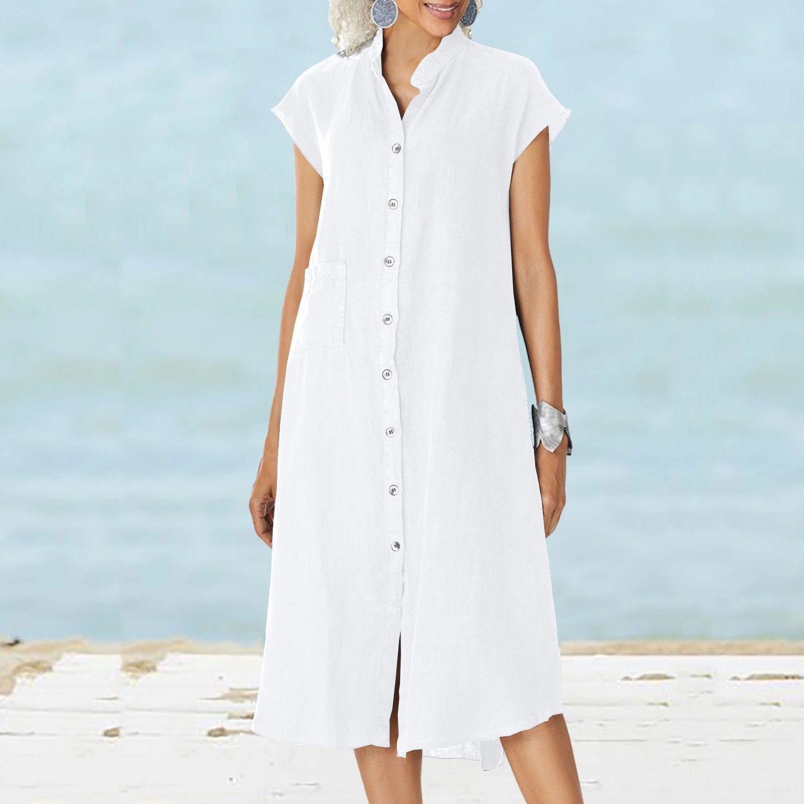 Luna | Robe en Coton et Lin avec Détails Élégants et Poches pour Femmes