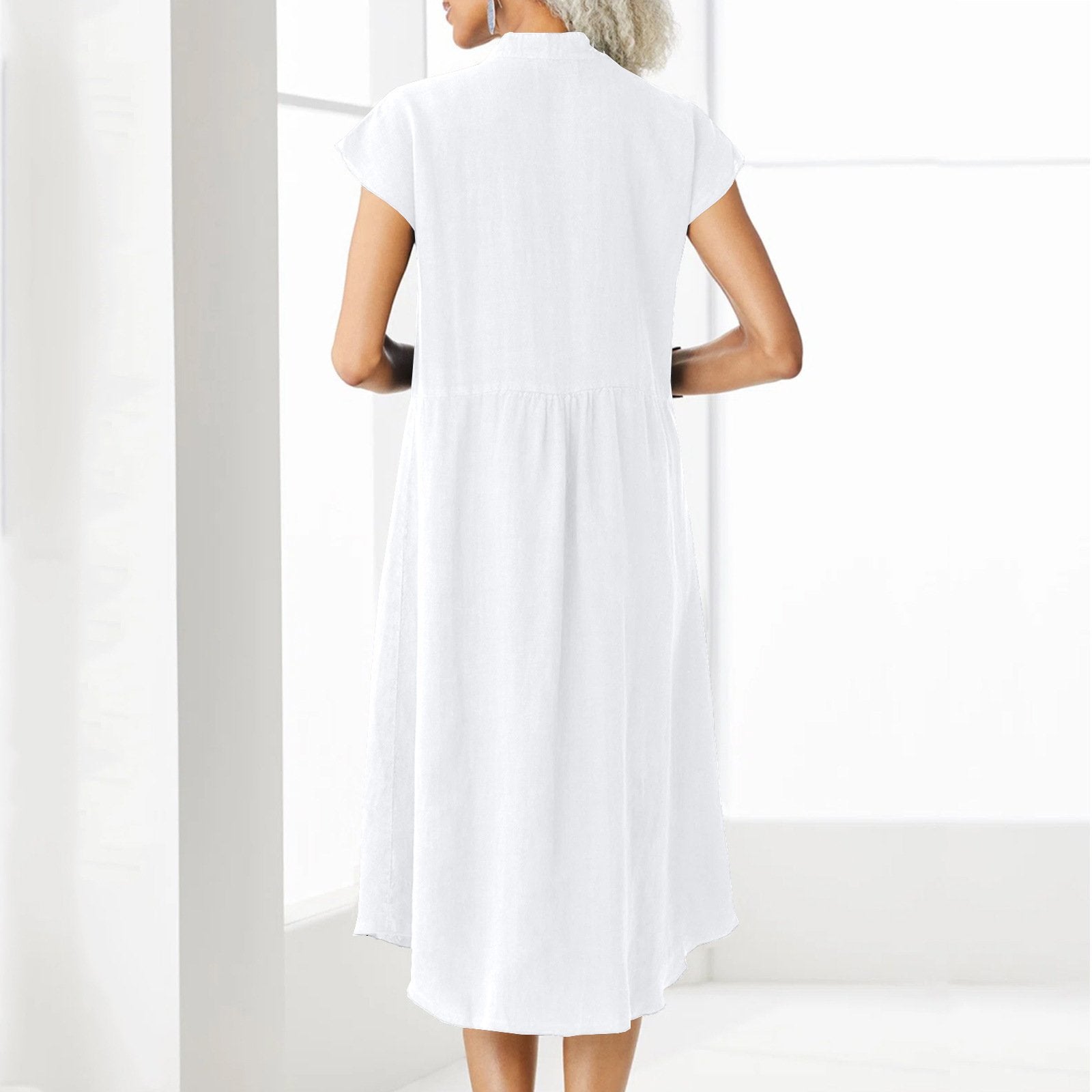 Luna | Robe en Coton et Lin avec Détails Élégants et Poches pour Femmes