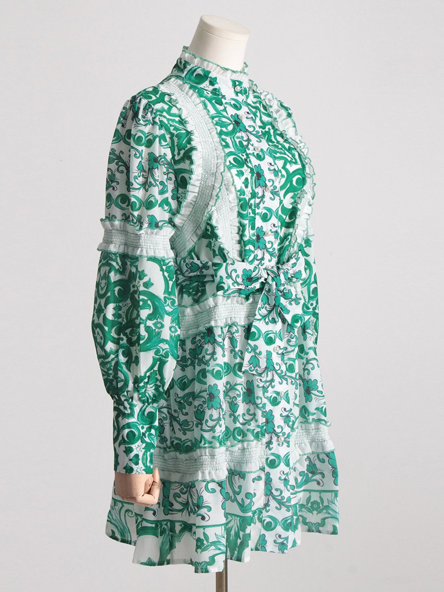 Léonie | Robe à manches lanterne avec Dentelle Élégante pour Femmes