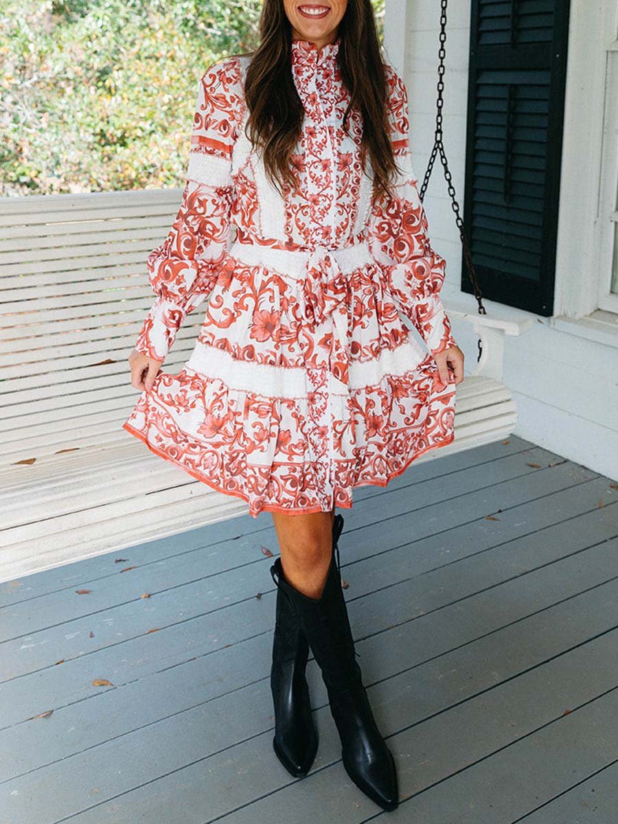Léonie | Robe à manches lanterne avec Dentelle Élégante pour Femmes