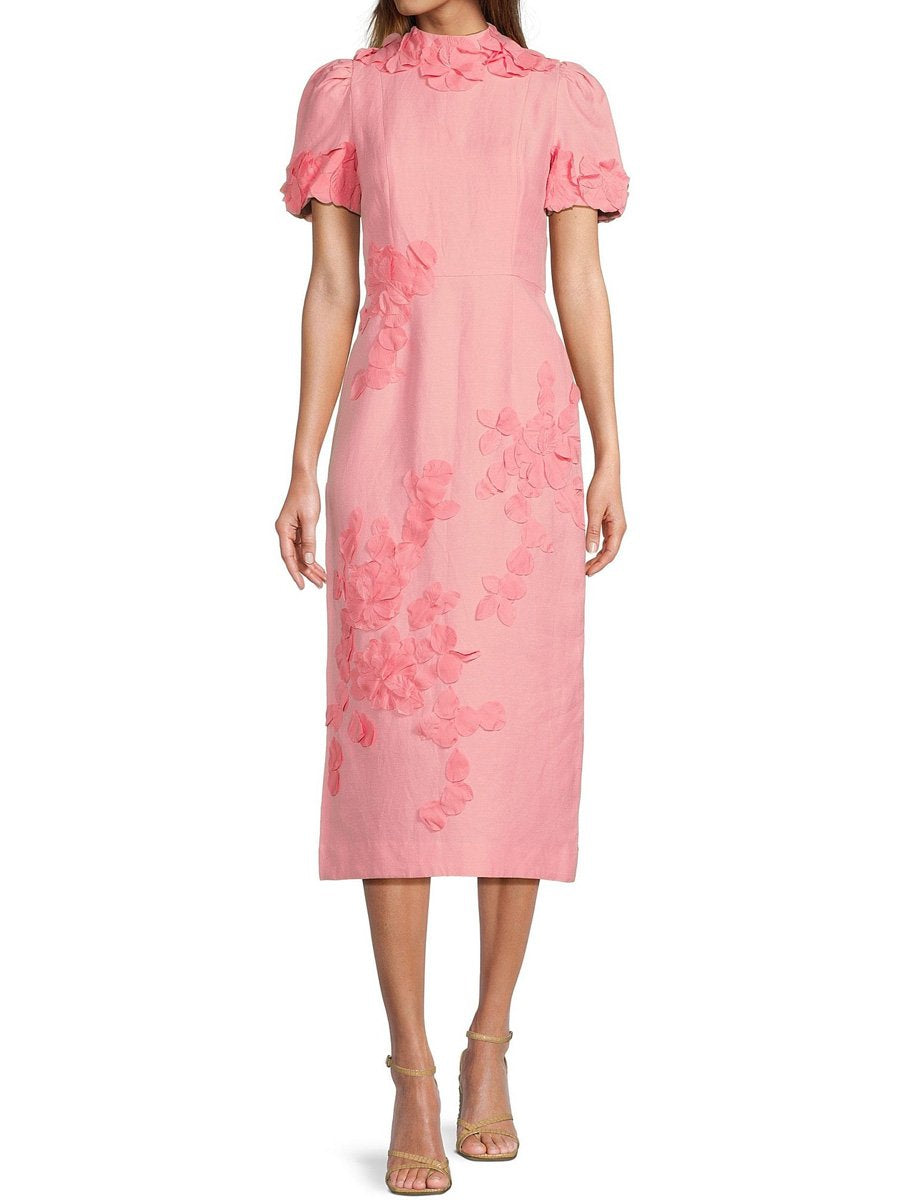 Alyssa | Robe midi avec Détails Floraux et Tissus de Qualité pour Femmes