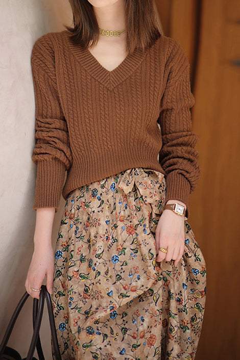 Sienna | Pull avec Imprimé Aran et Épaules Tombantes pour Femmes