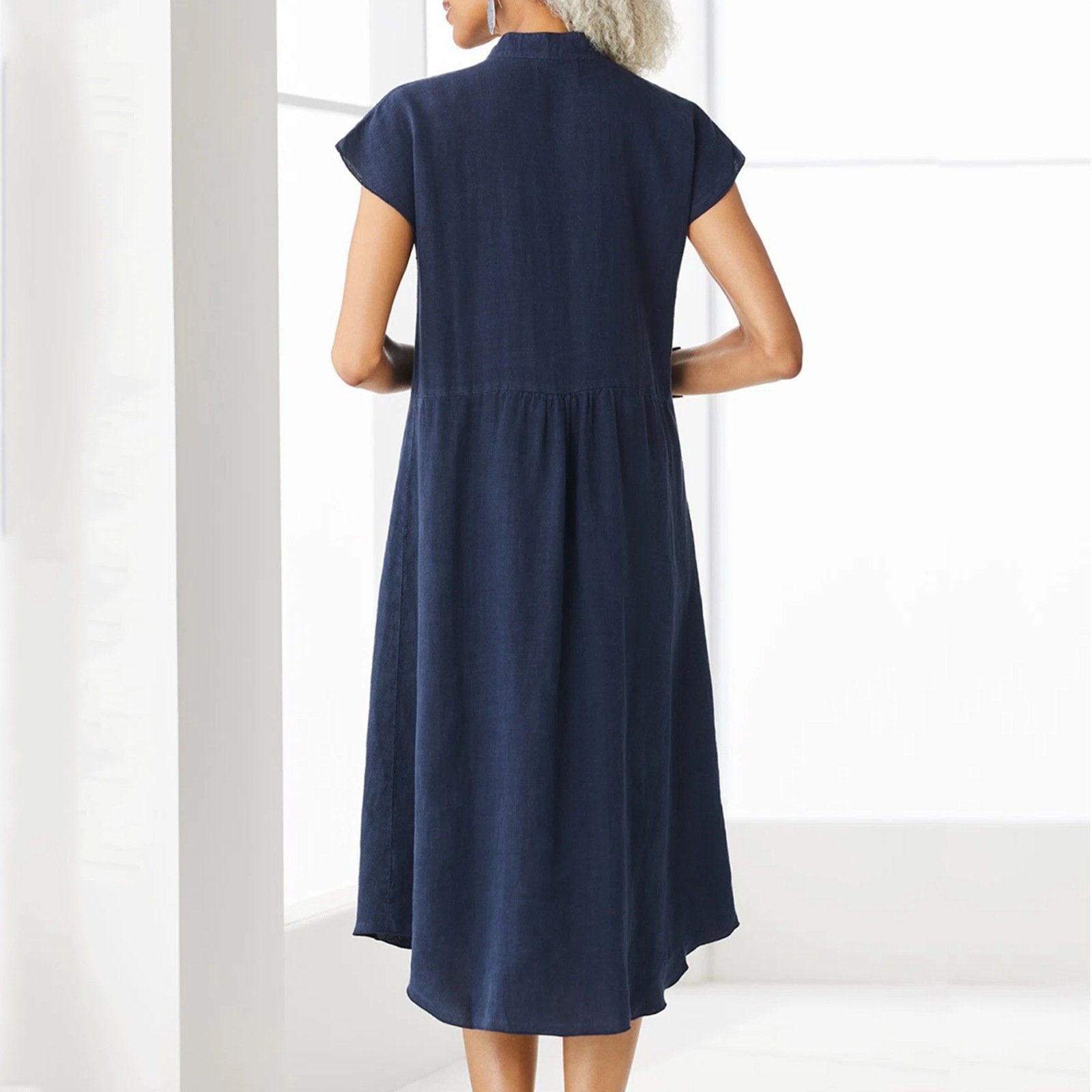 Luna | Robe en Coton et Lin avec Détails Élégants et Poches pour Femmes
