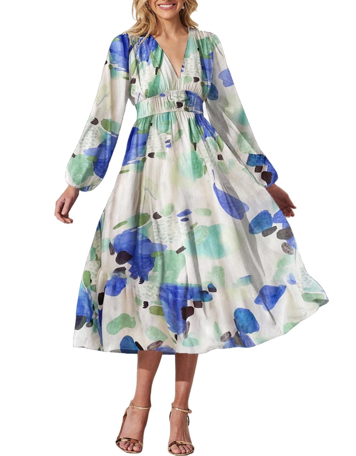 Lyla | Robe midi en mousseline de soie élégante et fleurie pour femmes