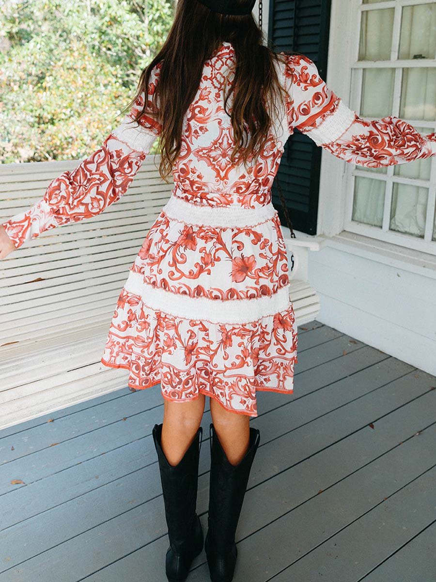 Léonie | Robe à manches lanterne avec Dentelle Élégante pour Femmes