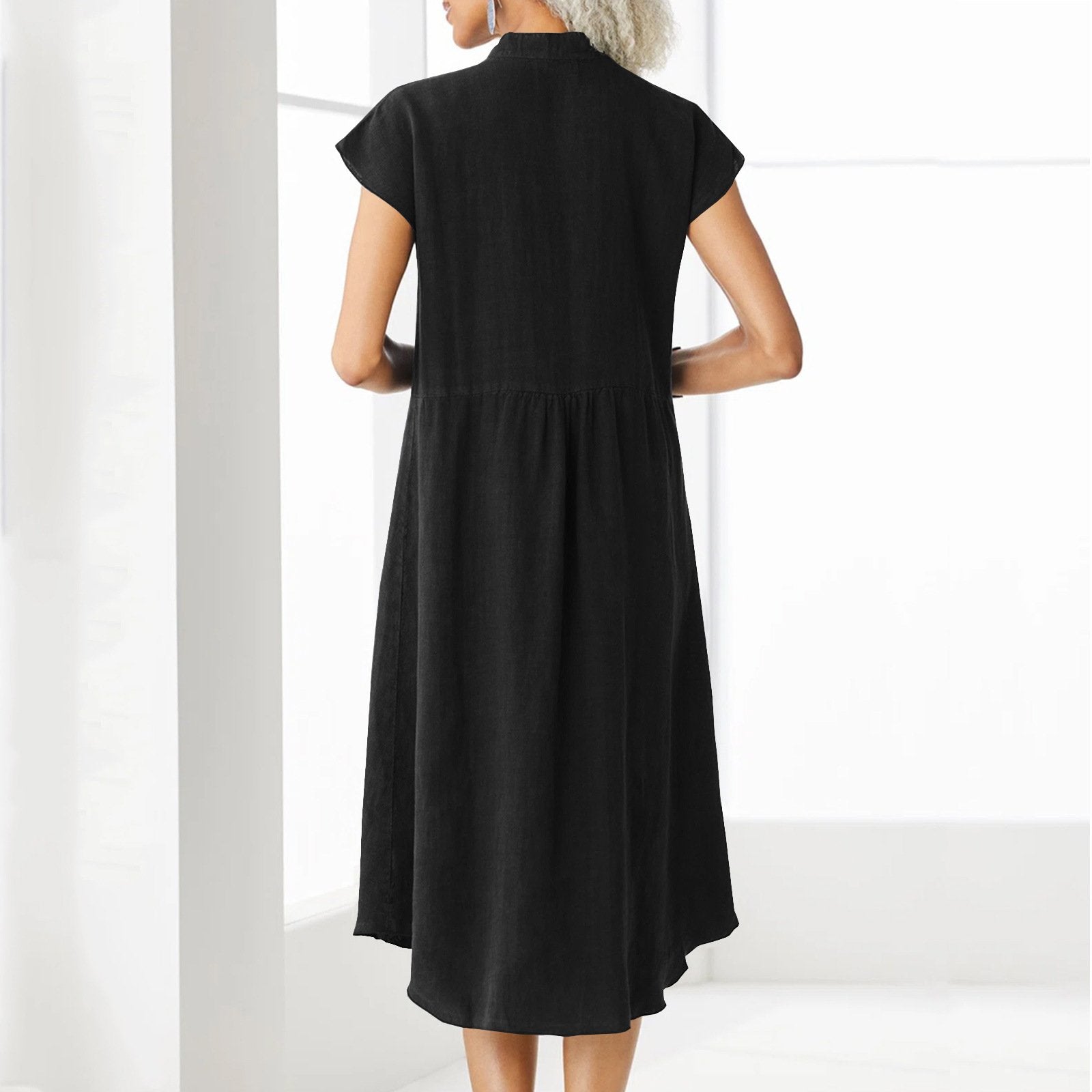 Luna | Robe en Coton et Lin avec Détails Élégants et Poches pour Femmes