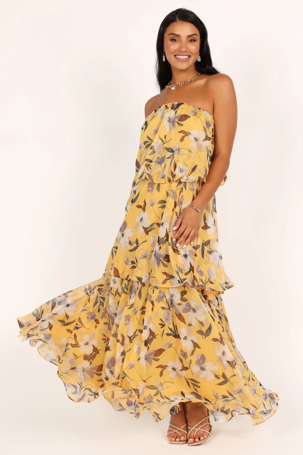 Lunaire | Robe Maxi Bustier avec Motifs Floraux Uniques pour Femmes