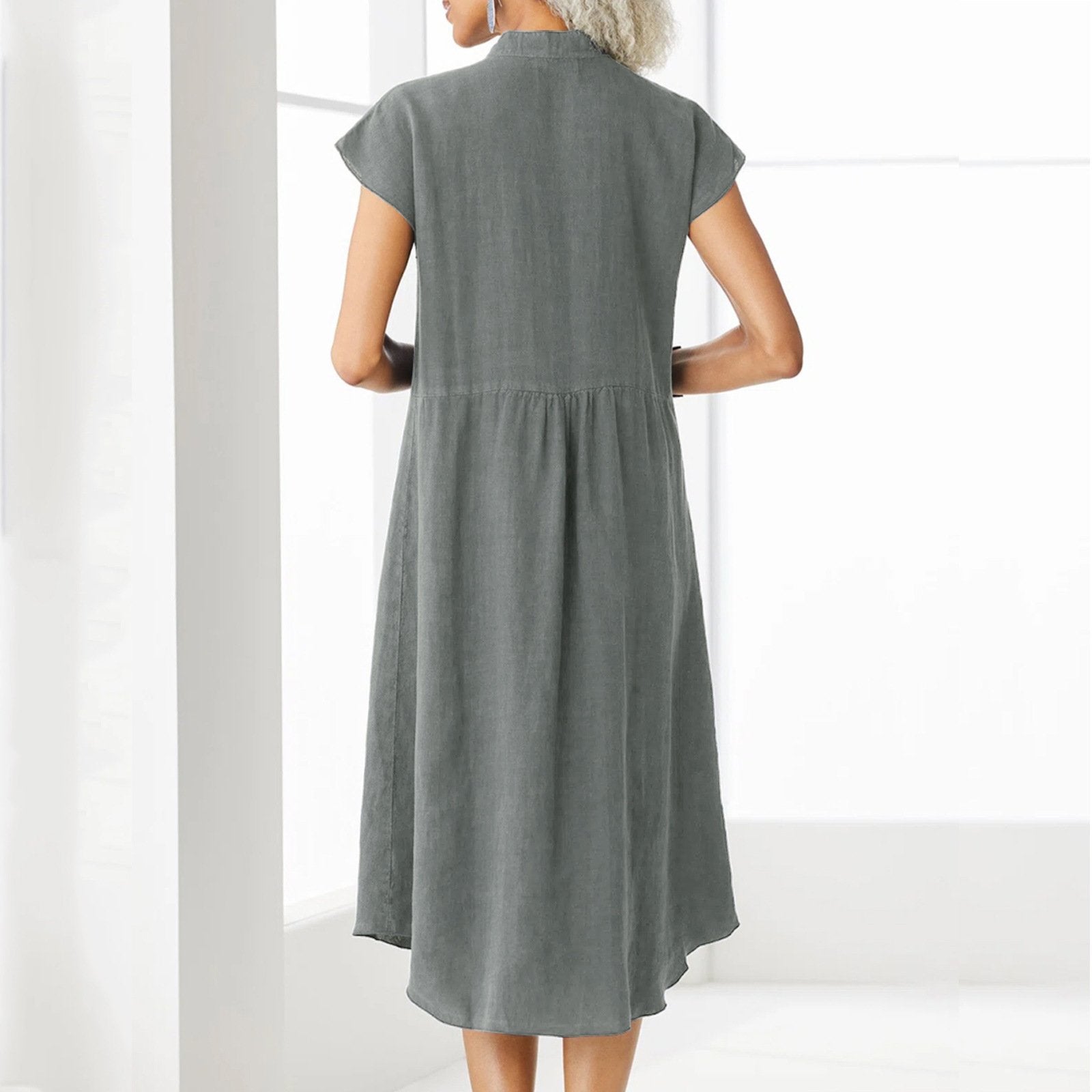 Luna | Robe en Coton et Lin avec Détails Élégants et Poches pour Femmes