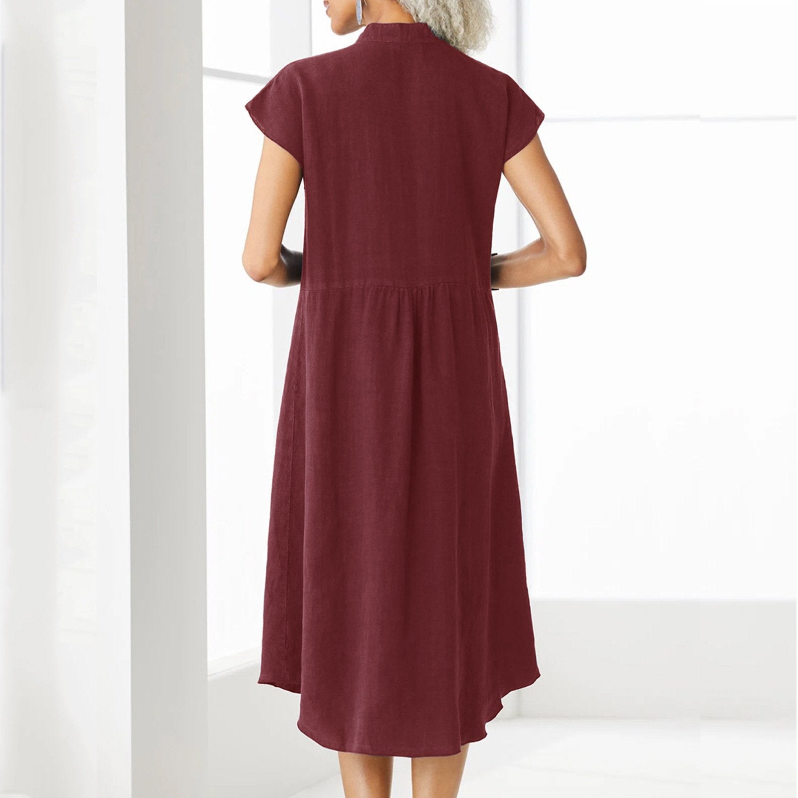 Luna | Robe en Coton et Lin avec Détails Élégants et Poches pour Femmes