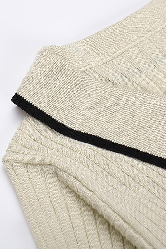 Lina | Robe Midi en Tricot avec Détails Contrastés et Col Polo pour Femmes