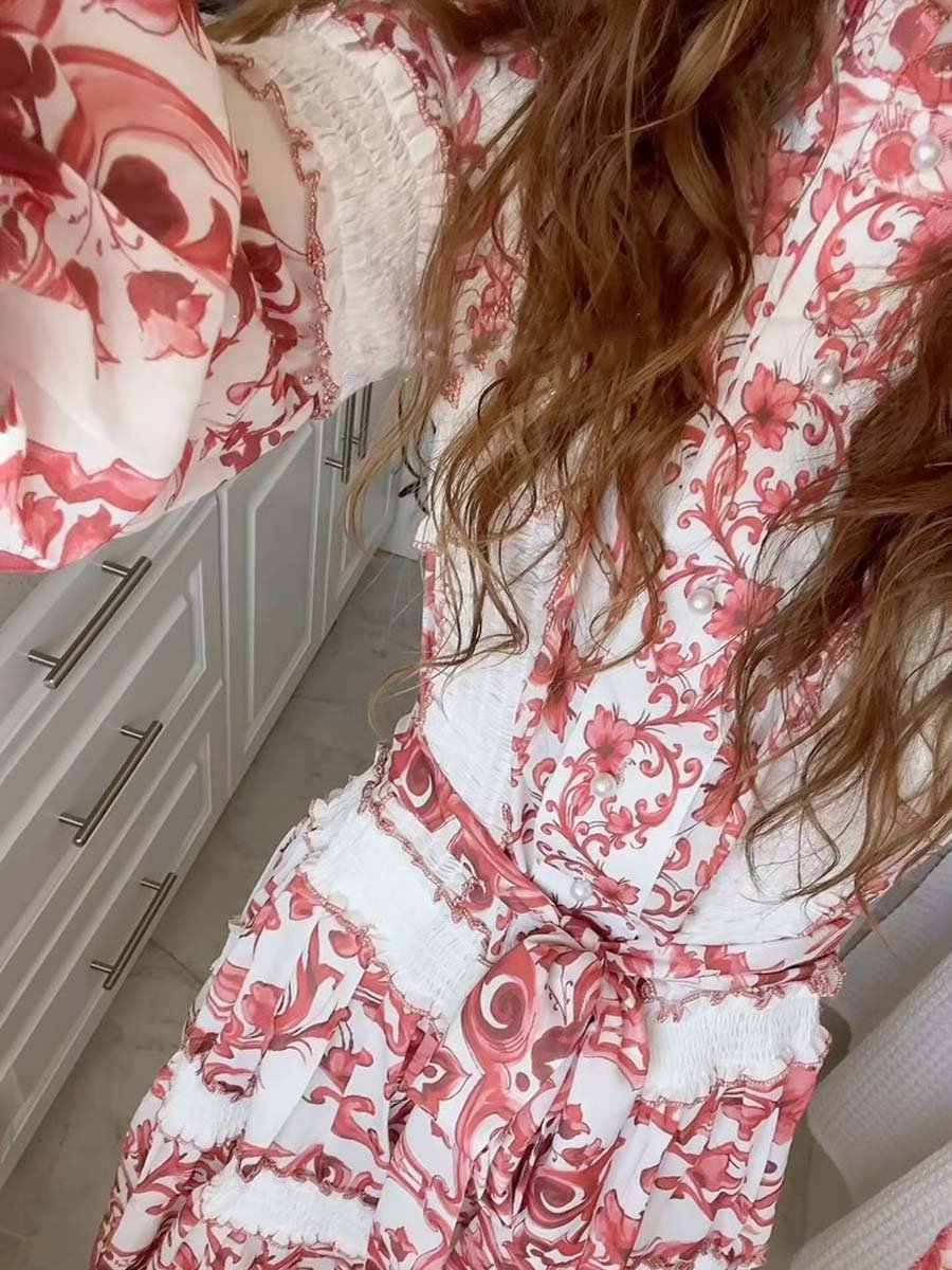 Léonie | Robe à manches lanterne avec Dentelle Élégante pour Femmes