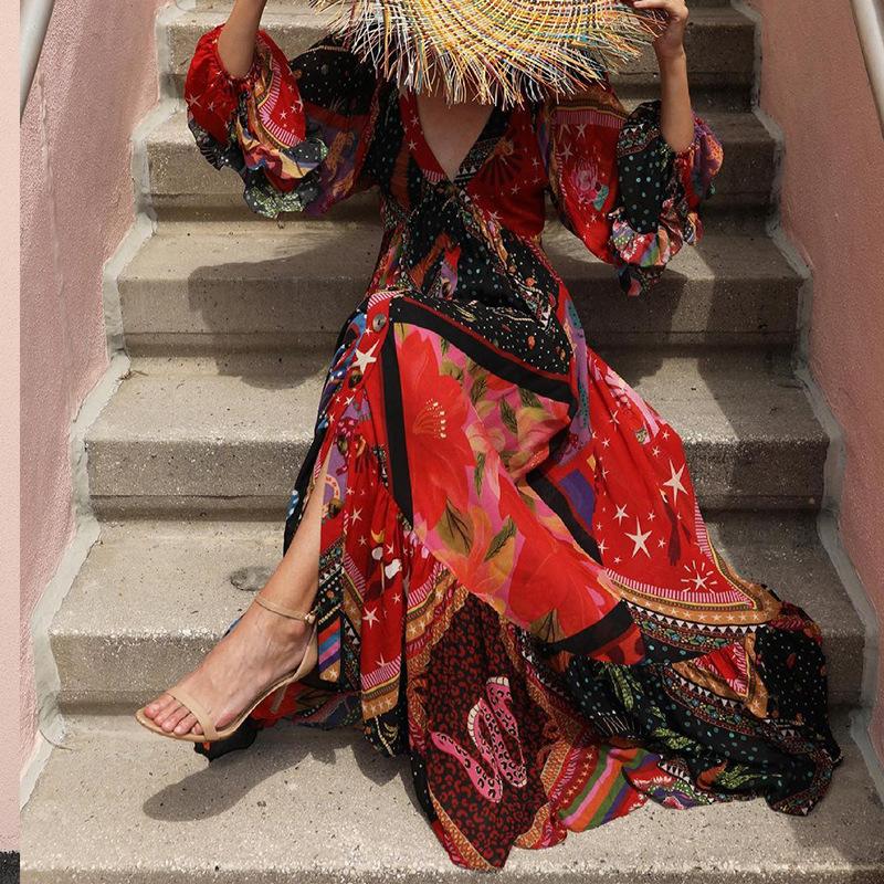 Luna | Robe Bohème avec Volants Élégants et Motifs Uniques pour Femmes