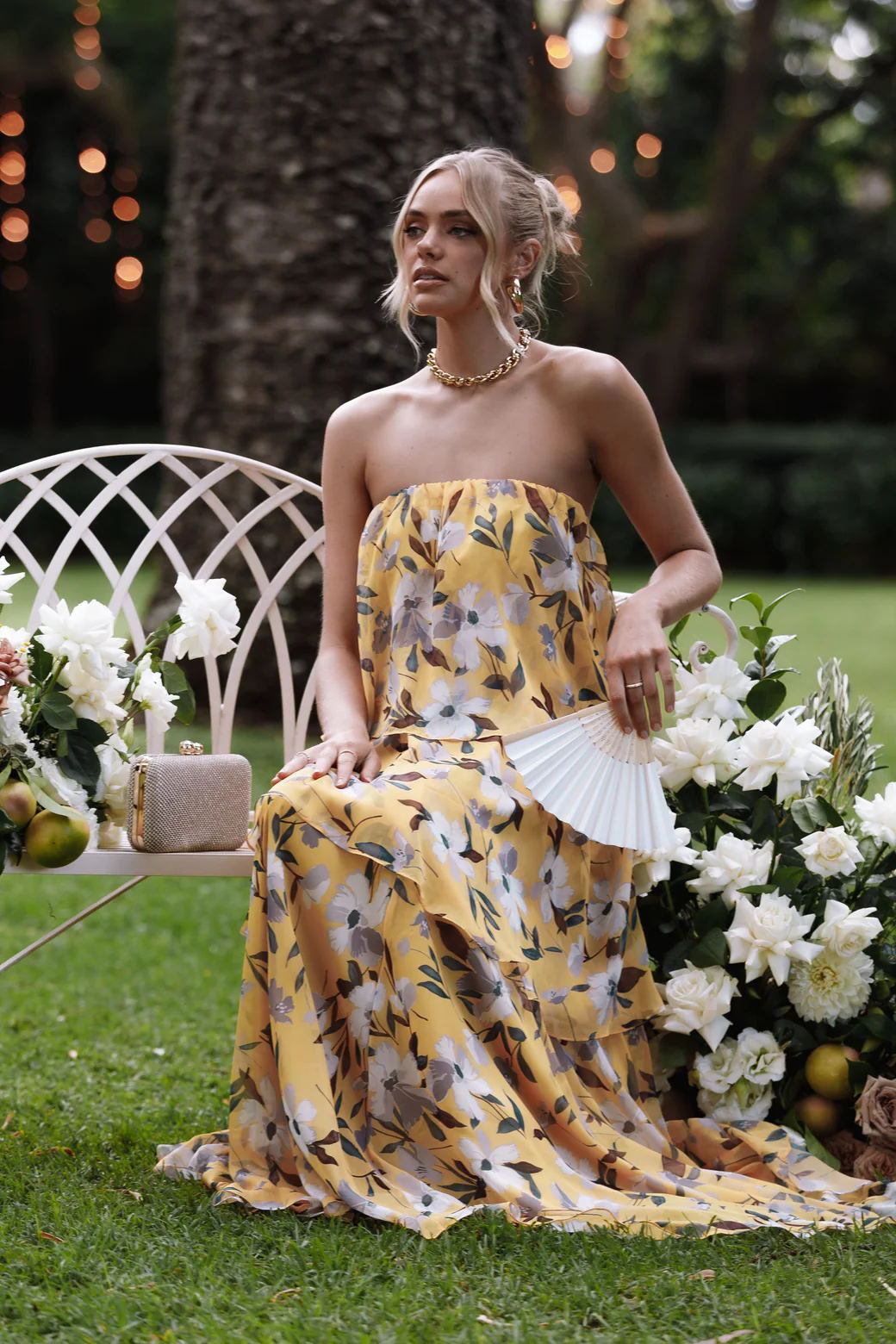 Lunaire | Robe Maxi Bustier avec Motifs Floraux Uniques pour Femmes