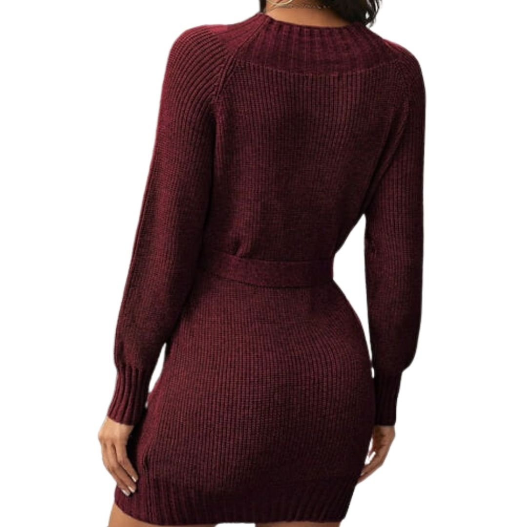 Lunaire | Robe mi-longue avec ceinture stylée et élégance monochrome pour Femmes