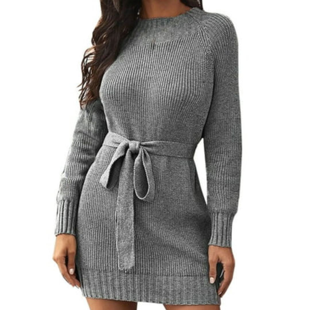 Lunaire | Robe mi-longue avec ceinture stylée et élégance monochrome pour Femmes