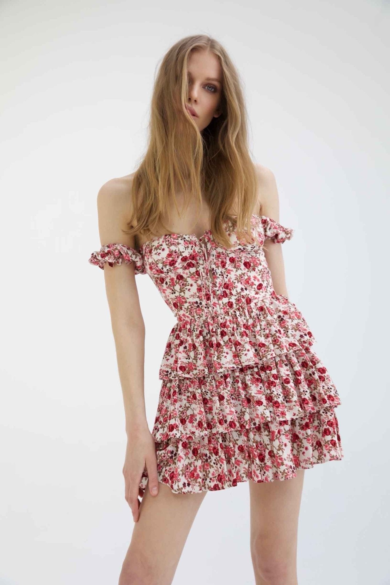 Léonie | Mini-robe corset avec Imprimés Floraux et Silhouette Élégante pour Femmes