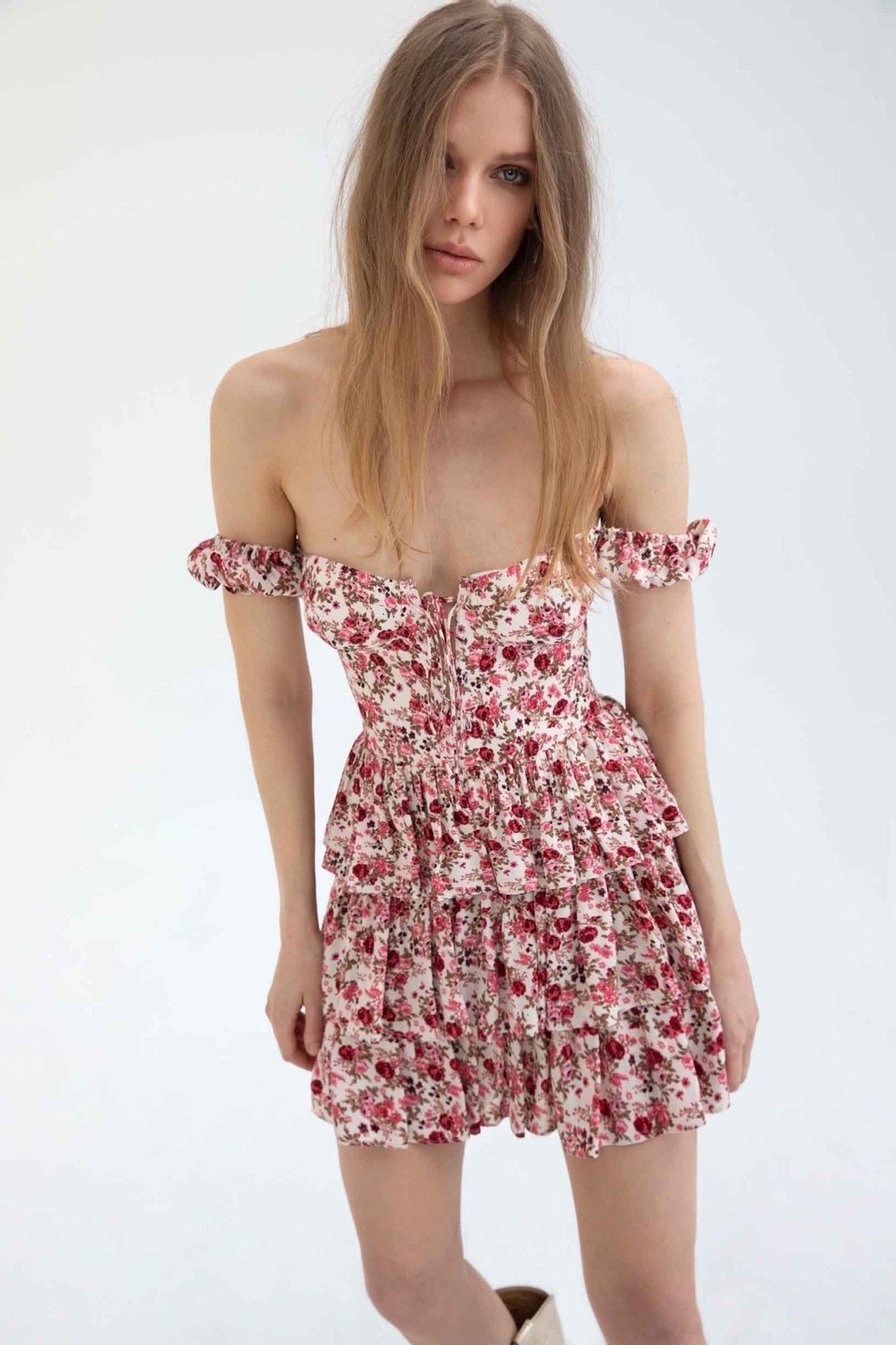 Léonie | Mini-robe corset avec Imprimés Floraux et Silhouette Élégante pour Femmes