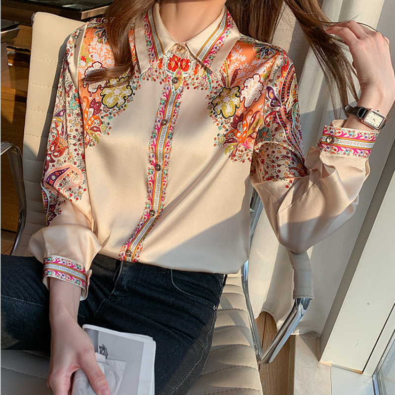 Léonie | Blouse en Satin avec Imprimé Floral et Confort Doux pour Femmes
