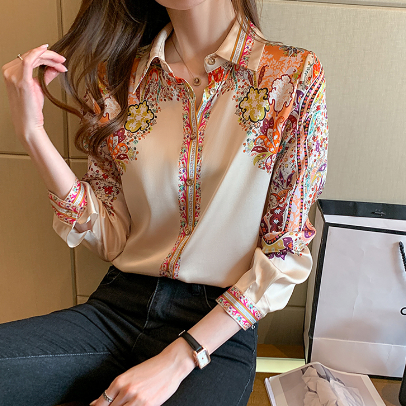 Léonie | Blouse en Satin avec Imprimé Floral et Confort Doux pour Femmes