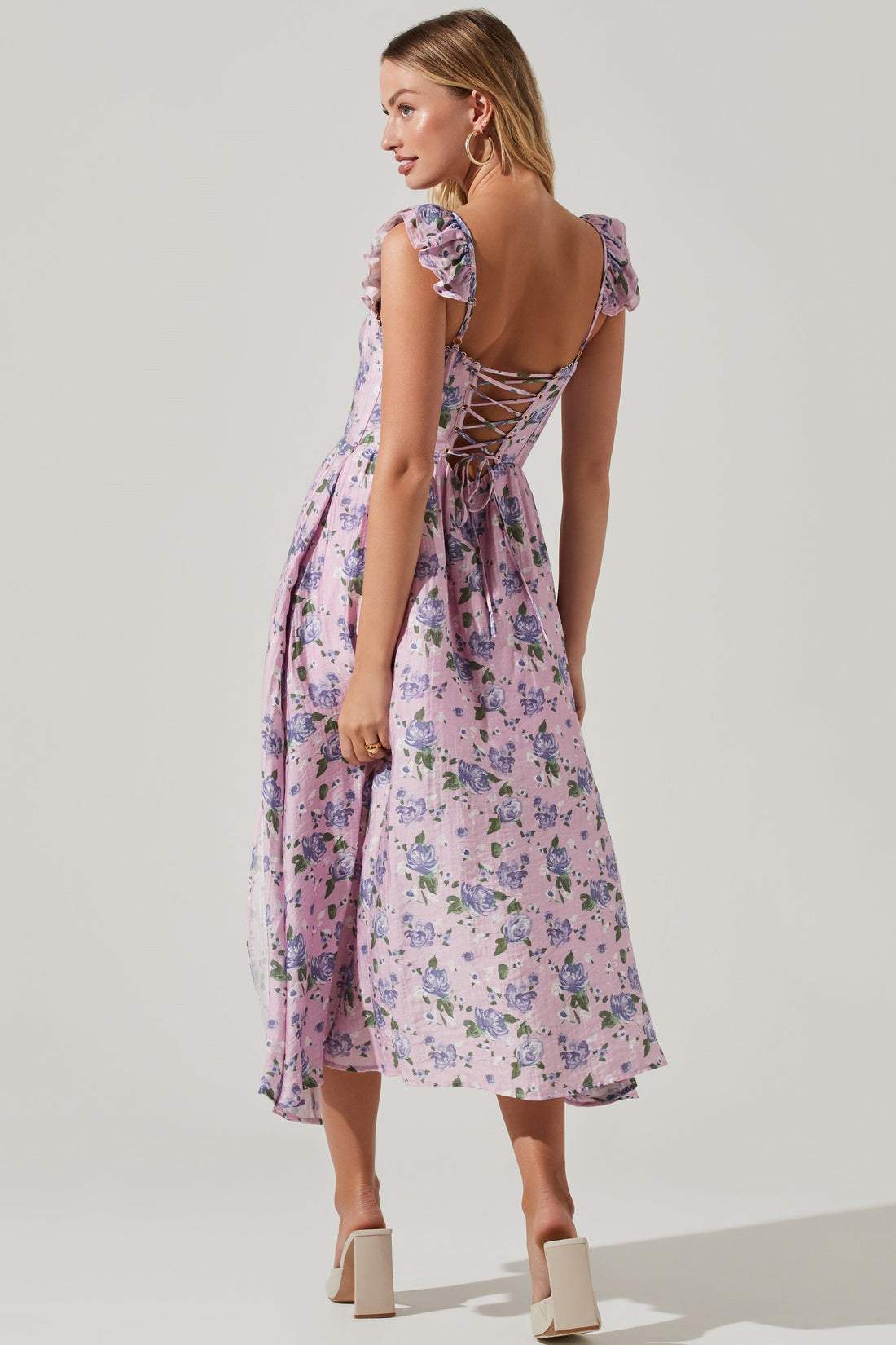 Lunaire | Robe Midi Corset avec Fente Stylée et Motifs Floraux pour Femmes