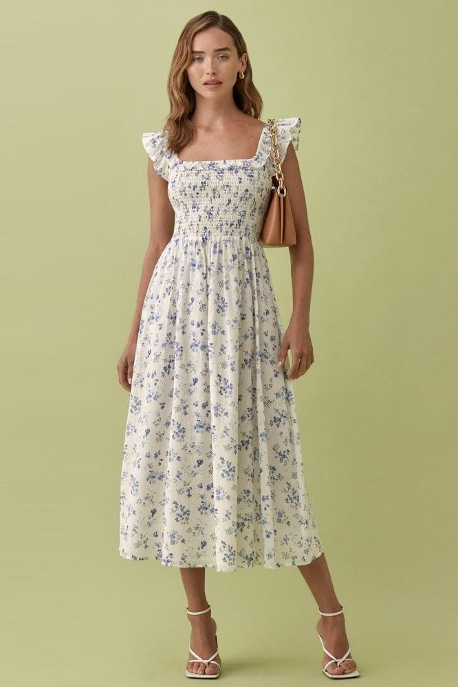 Lunaire | Robe Midi Imprimée avec Motifs Floraux et Tissu Doux pour Femmes