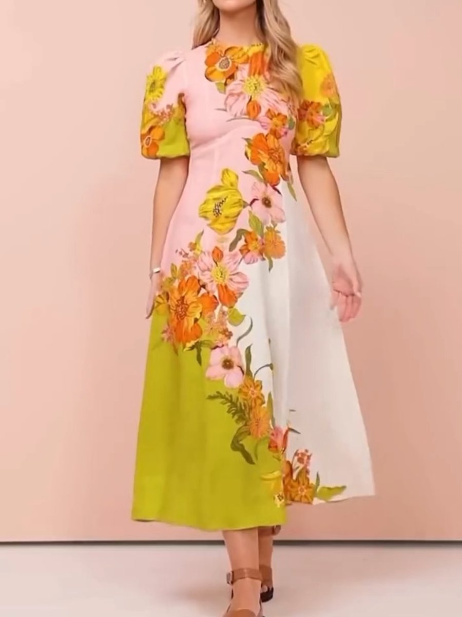 Lysandra | Maxi-robe Fleurie avec Tissu de Qualité et Silhouette Élégante pour Femmes