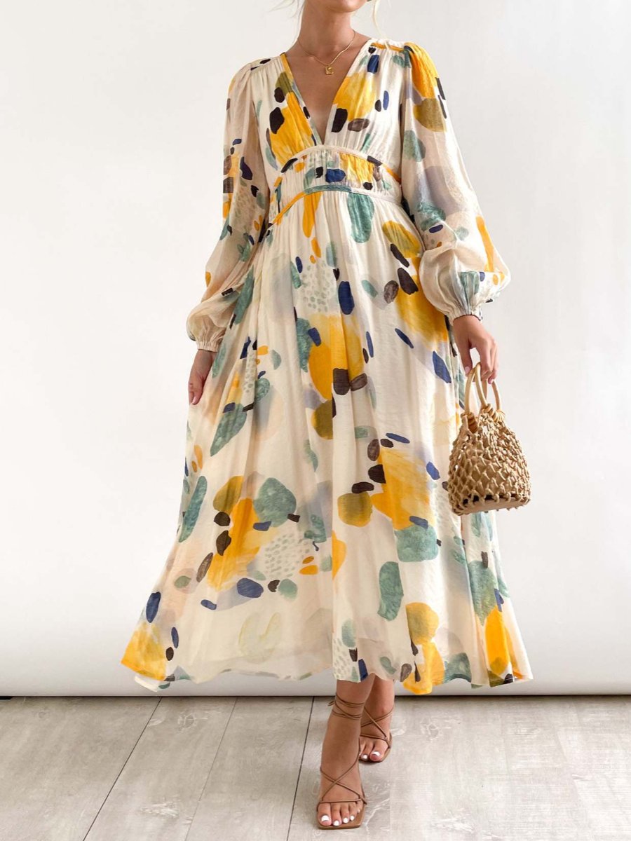 Lyla | Robe midi en mousseline de soie élégante et fleurie pour femmes