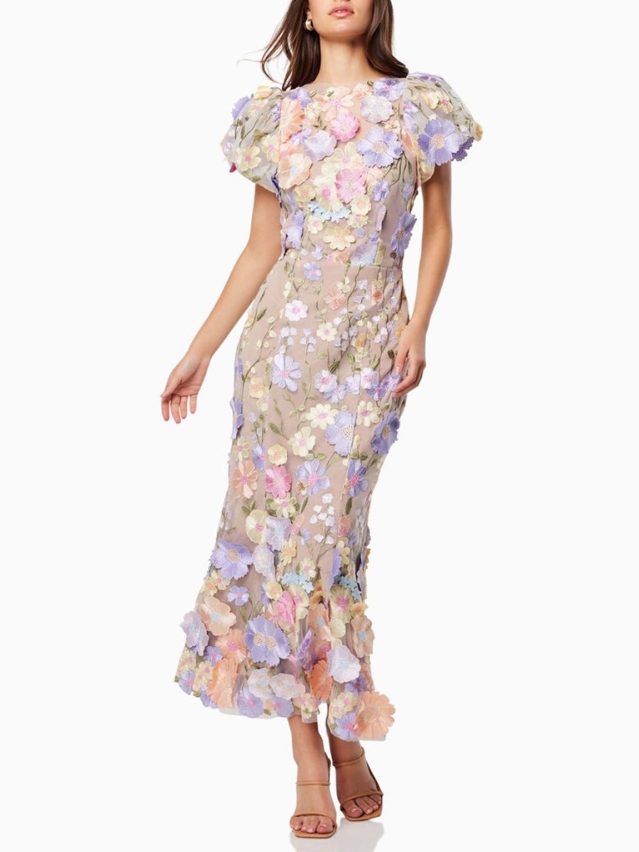 Léa | Maxi-robe en dentelle 3D avec Motifs Uniques et Élégance pour Femmes
