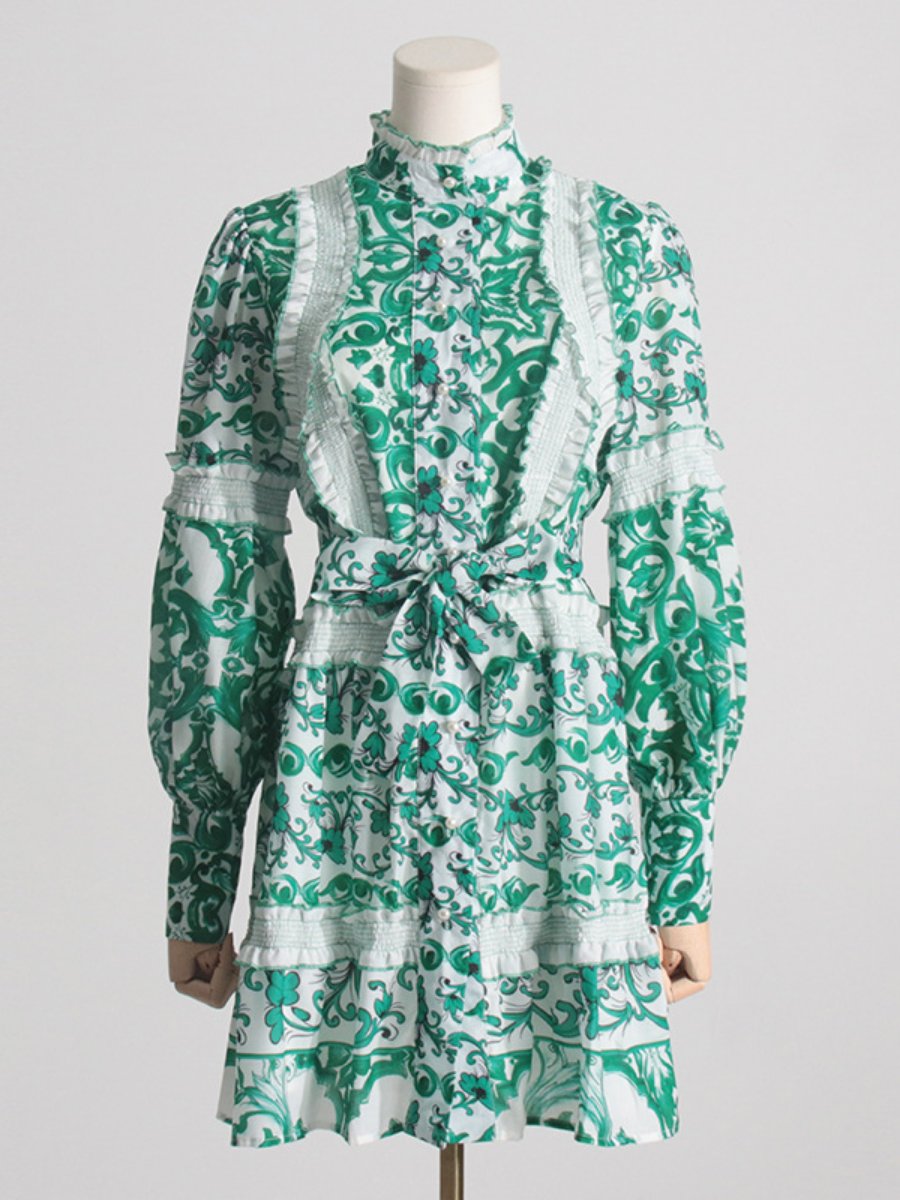 Léonie | Robe à manches lanterne avec Dentelle Élégante pour Femmes