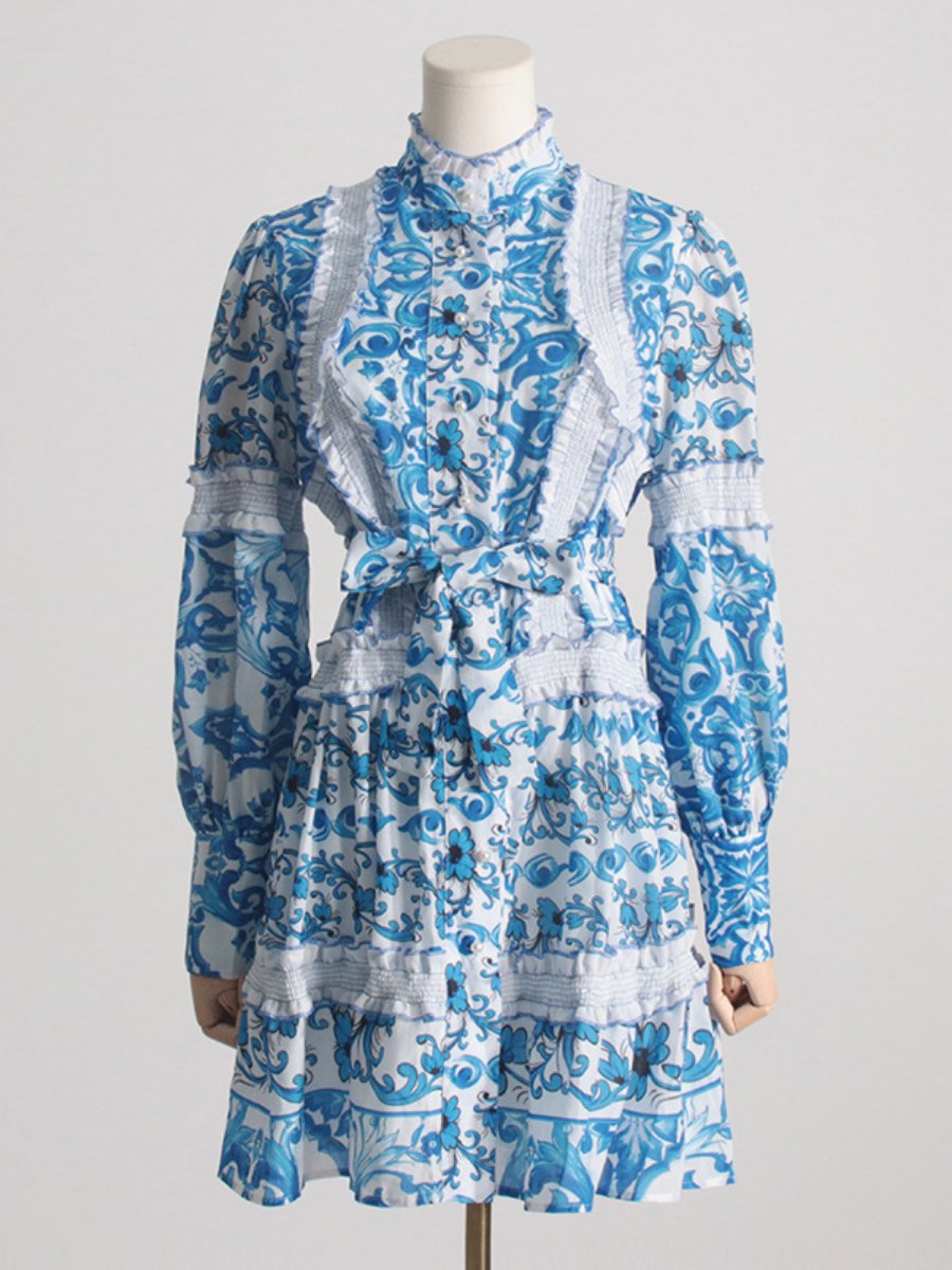Léonie | Robe à manches lanterne avec Dentelle Élégante pour Femmes