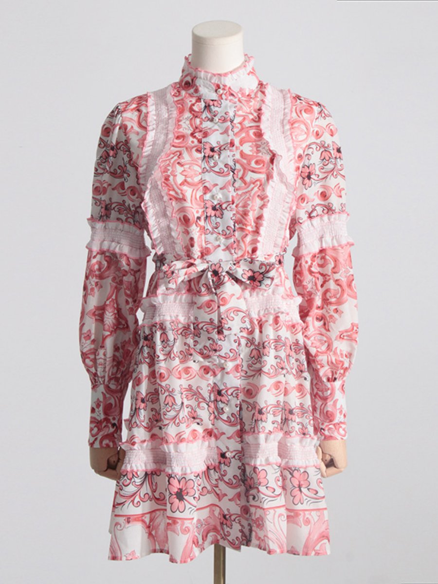 Léonie | Robe à manches lanterne avec Dentelle Élégante pour Femmes
