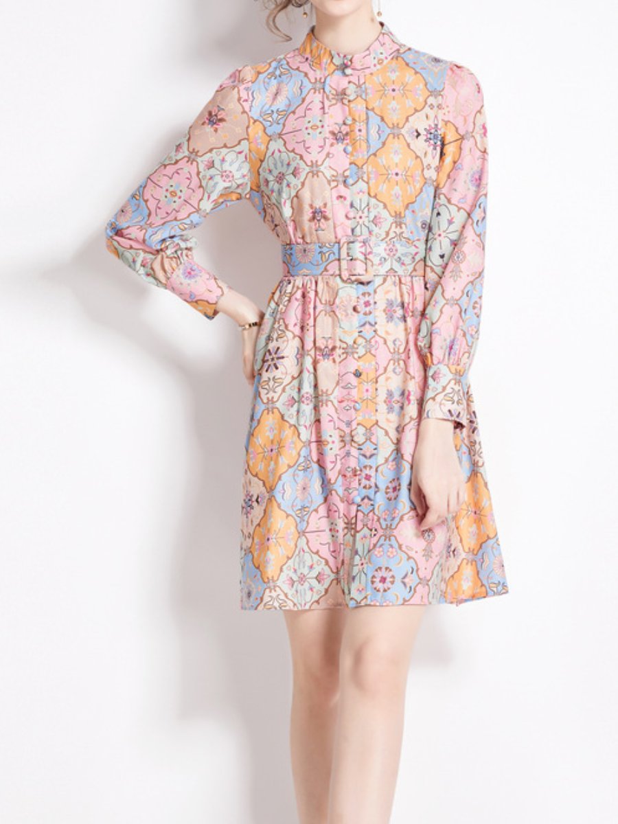 Livia | Robe Midi Imprimée avec Motifs Uniques et Élégants pour Femmes