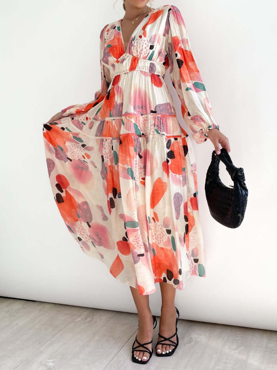 Lyla | Robe midi en mousseline de soie élégante et fleurie pour femmes