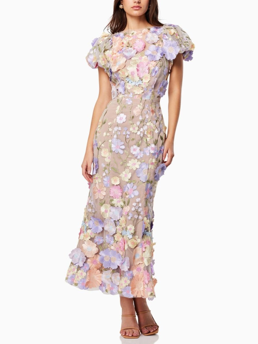 Léa | Maxi-robe en dentelle 3D avec Motifs Uniques et Élégance pour Femmes