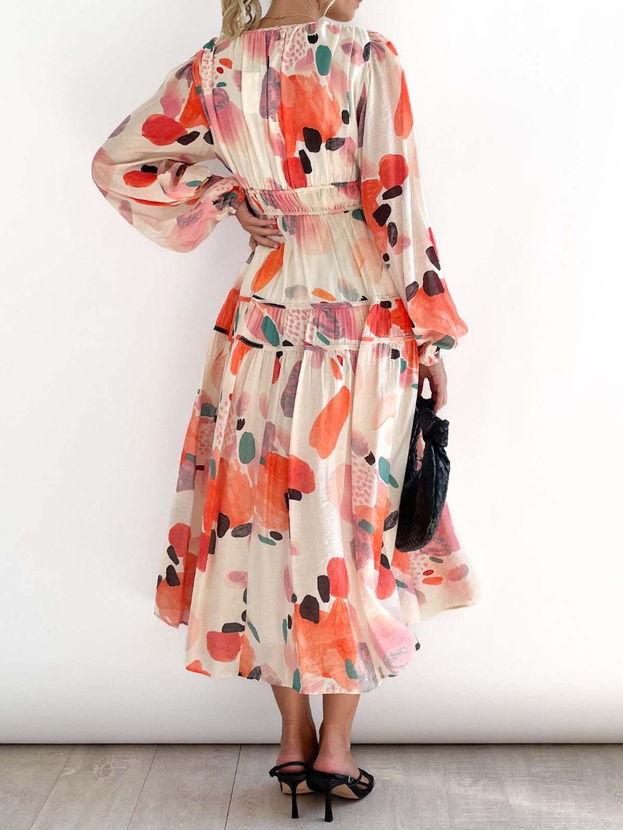 Lyla | Robe midi en mousseline de soie élégante et fleurie pour femmes
