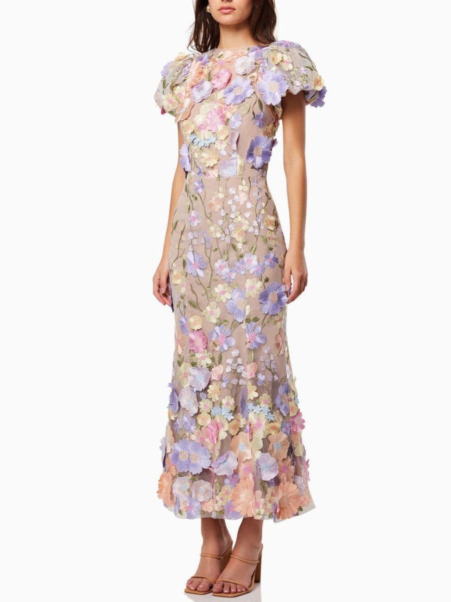 Léa | Maxi-robe en dentelle 3D avec Motifs Uniques et Élégance pour Femmes