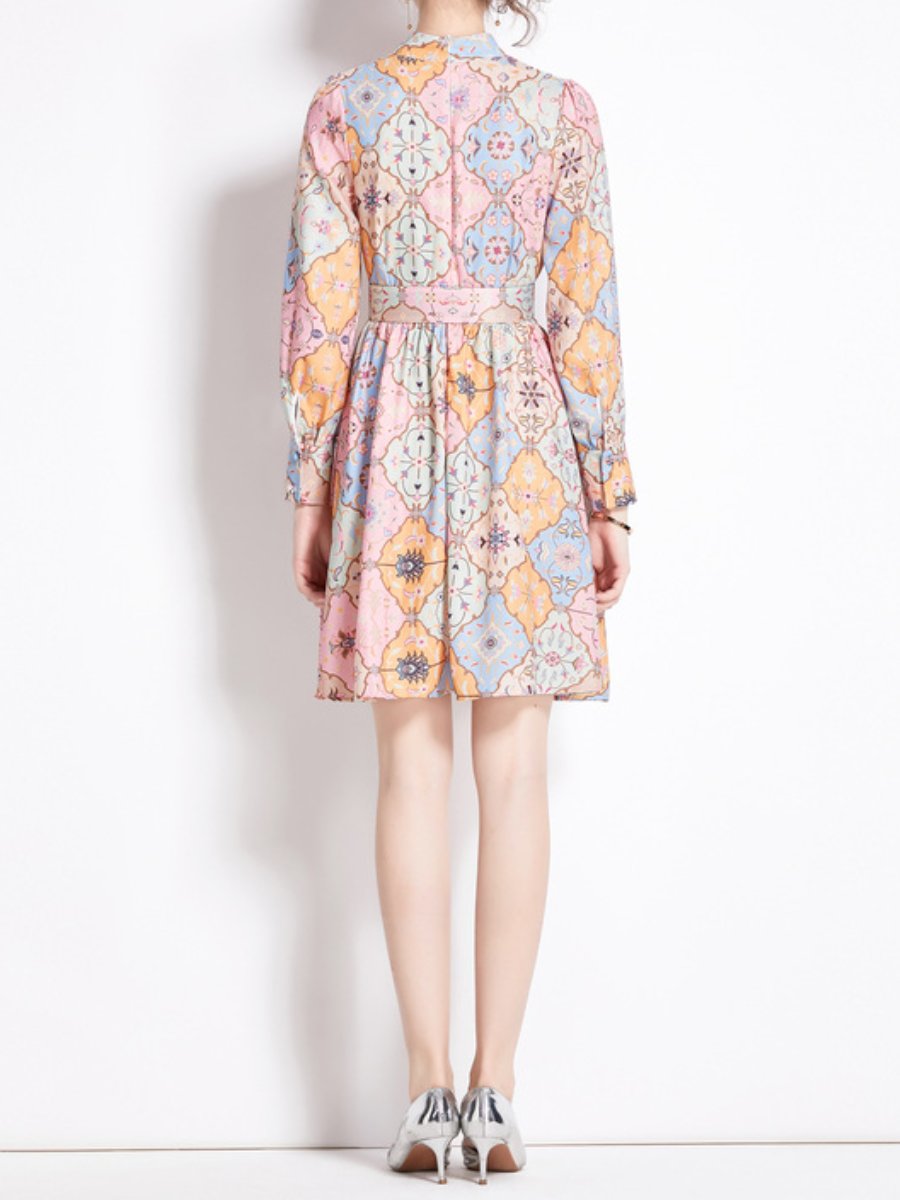 Livia | Robe Midi Imprimée avec Motifs Uniques et Élégants pour Femmes
