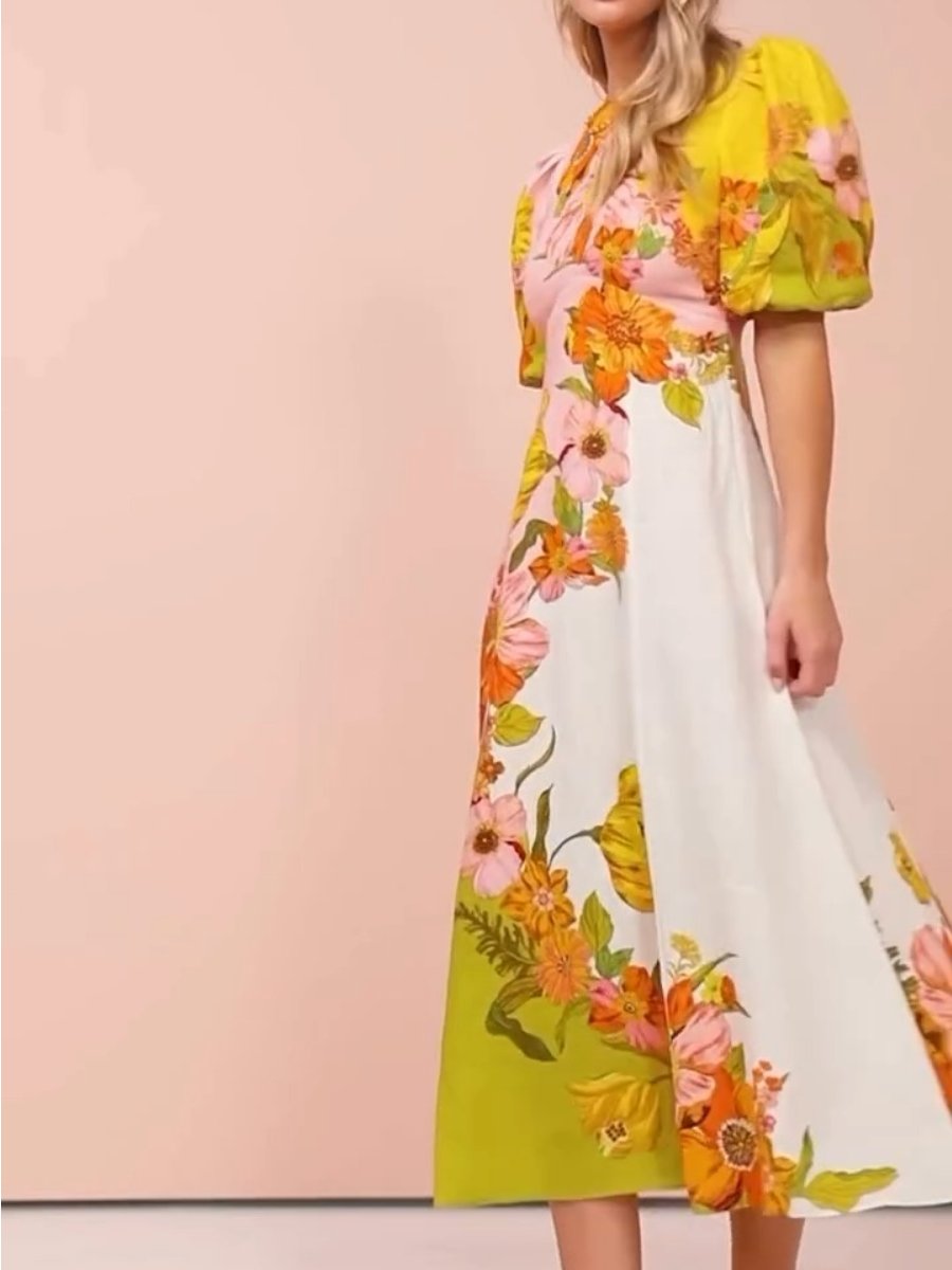 Lysandra | Maxi-robe Fleurie avec Tissu de Qualité et Silhouette Élégante pour Femmes