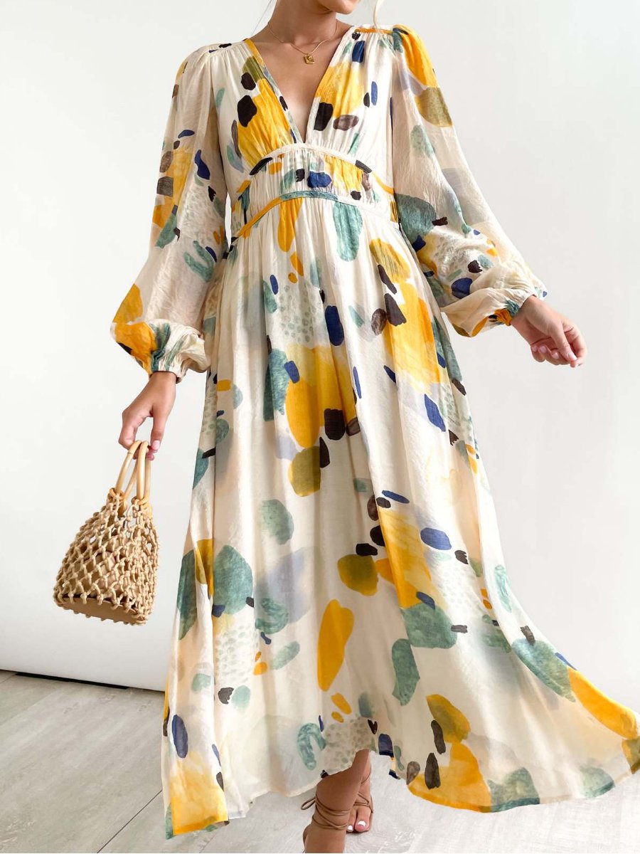 Lyla | Robe midi en mousseline de soie élégante et fleurie pour femmes