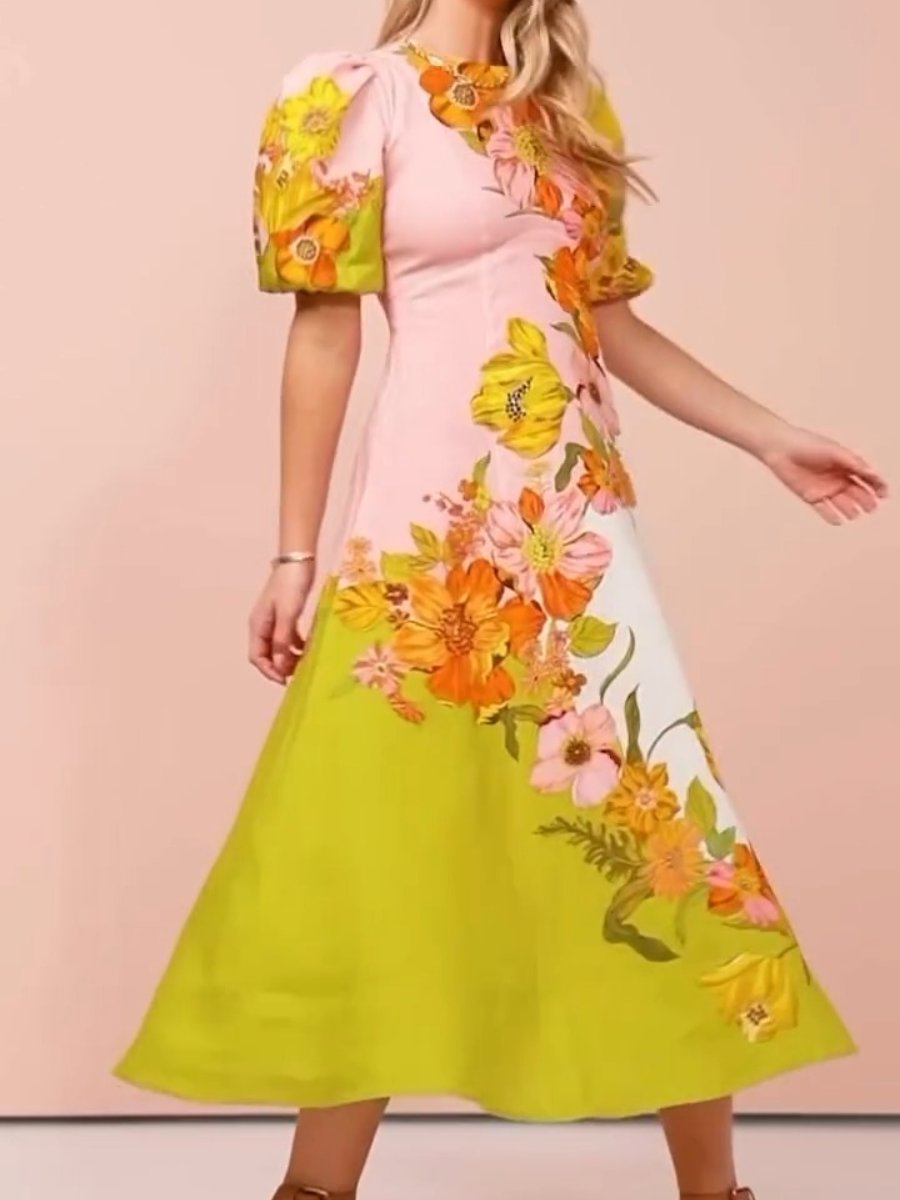 Lysandra | Maxi-robe Fleurie avec Tissu de Qualité et Silhouette Élégante pour Femmes